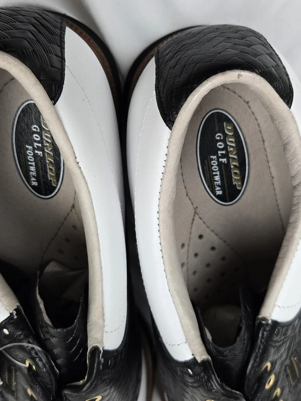 Dunlop M7900CK Men's Golf Shoes Black White Saddle Spikes NWT Size 12